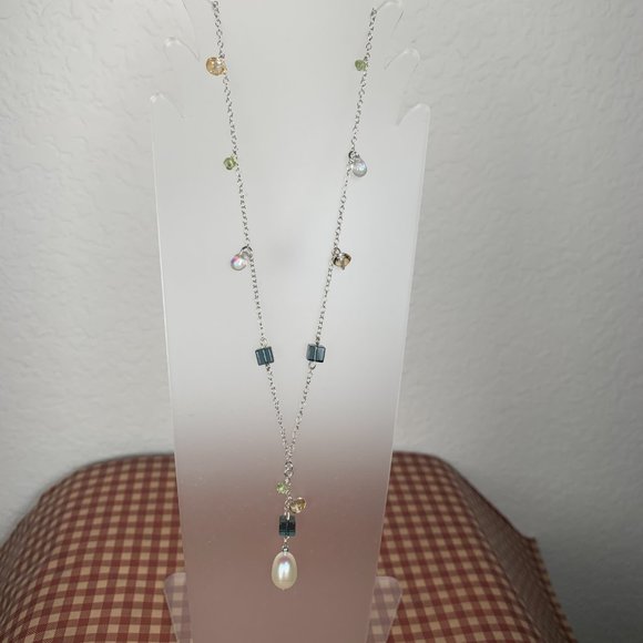 NWOT 17" Real Gems Pearl & Real Silver (not plated) Tassel Necklace - Picture 3 of 5